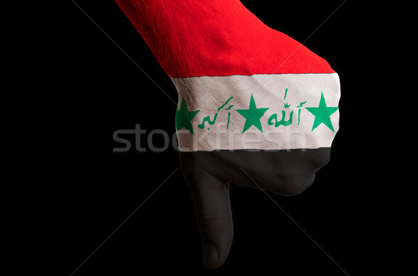 iraq national flag thumbs down gesture for failure made with han Stock photo © vepar5