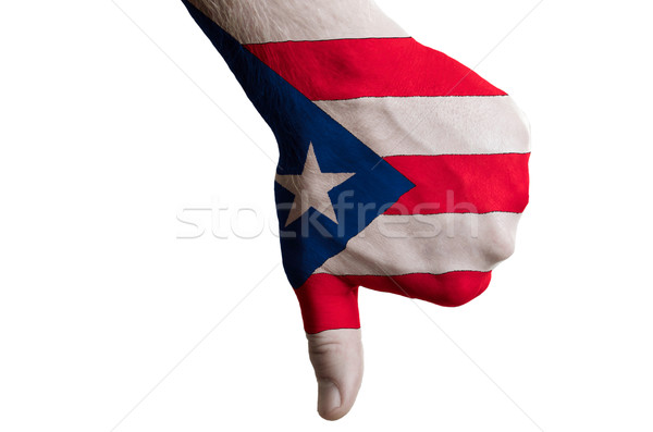 Stock photo: puertorico national flag thumbs down gesture for failure made wi