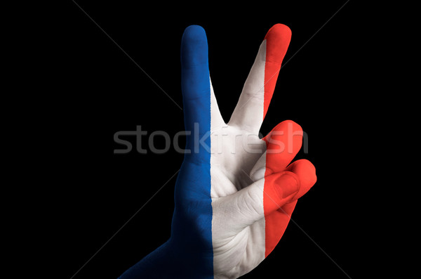france national flag two finger up gesture for victory and winne Stock photo © vepar5