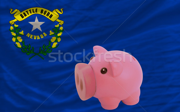 piggy rich bank and  flag of american state of nevada    Stock photo © vepar5