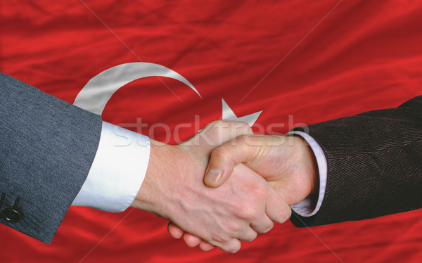 Geschäftsleute Handshake gut viel Türkei Flagge Stock foto © vepar5