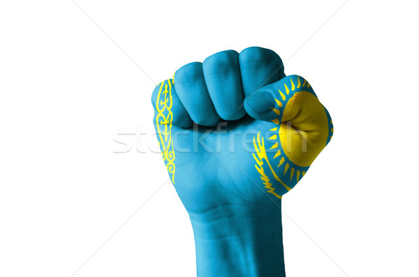 Fist painted in colors of kazakstan flag Stock photo © vepar5