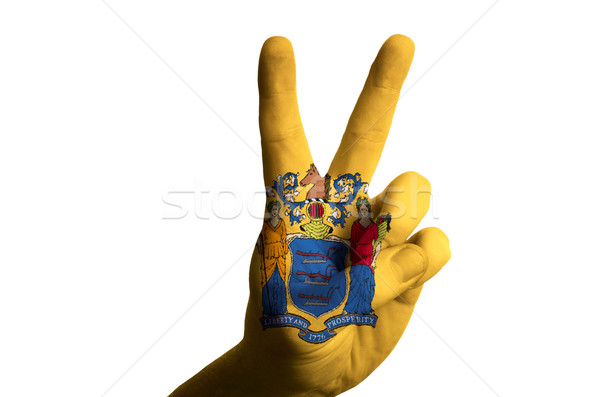 new jersey us state flag two finger up gesture for victory and w Stock photo © vepar5