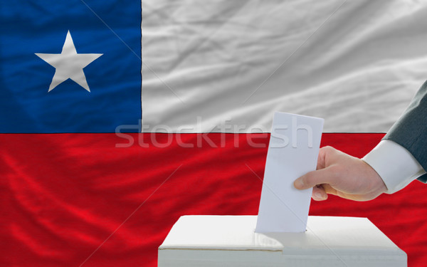 Stock photo: man voting on elections in chile