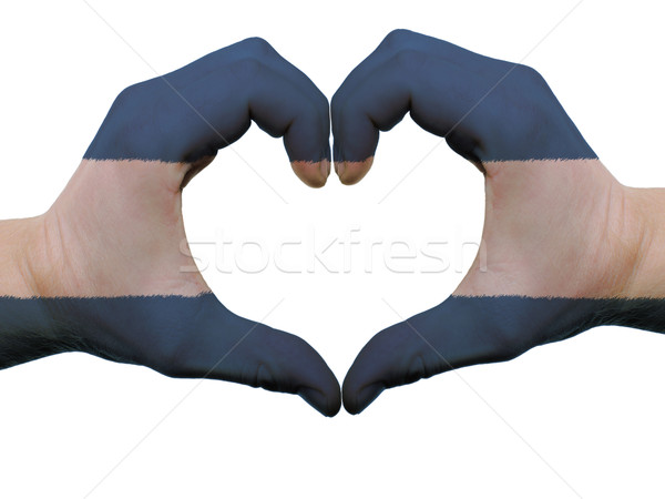 Heart and love gesture in nicaragua flag colors by hands isolate Stock photo © vepar5