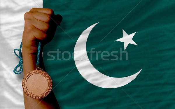 Bronze medalha esportes bandeira Paquistão Foto stock © vepar5