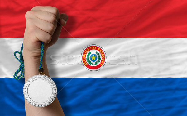 Silver medal for sport and  national flag of paraguay    Stock photo © vepar5