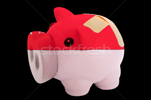 bankrupt piggy rich bank in colors of national flag of singapore Stock photo © vepar5