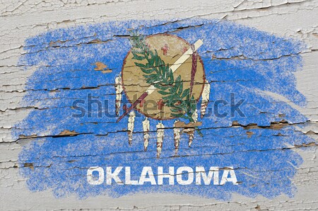 Banderą Oklahoma tablicy malowany kredy amerykański Zdjęcia stock © vepar5