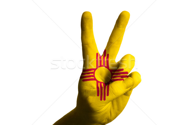 New Mexico Flagge zwei Finger up Geste Stock foto © vepar5