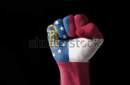 Fist painted in colors of great georgia flag Stock photo © vepar5