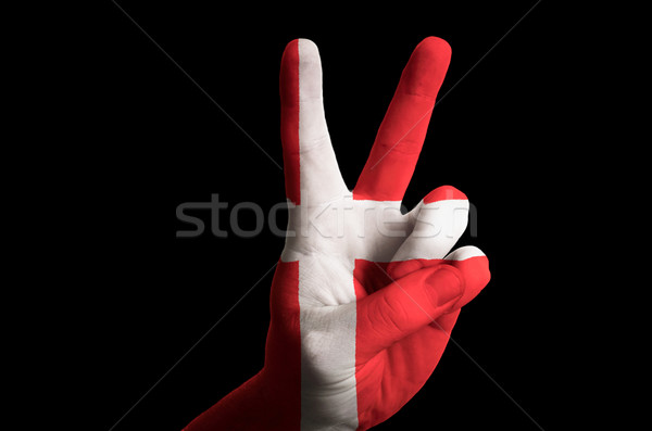 denmark national flag two finger up gesture for victory and winn Stock photo © vepar5