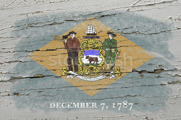 flag of US state of delaware on grunge wooden texture precise pa Stock photo © vepar5