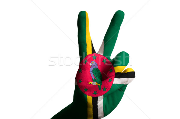Dominica bandeira dois dedo para cima gesto Foto stock © vepar5