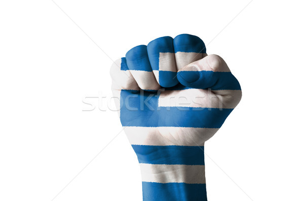 Fist painted in colors of greece flag Stock photo © vepar5