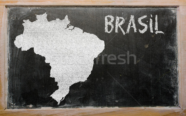 outline map of brazil on blackboard  Stock photo © vepar5