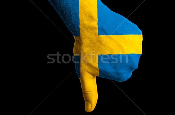 sweden national flag thumb down gesture for failure made with ha Stock photo © vepar5