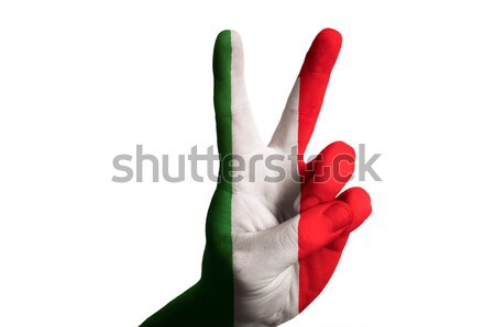 意大利 旗 二 手指 上 手勢 商業照片 © vepar5