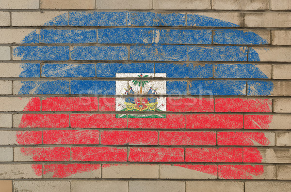 Vlag Haïti grunge muur geschilderd krijt Stockfoto © vepar5