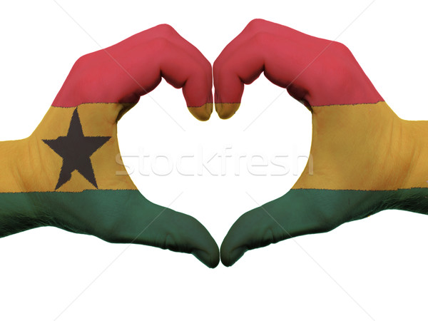 Heart and love gesture in ghana flag colors by hands isolated on Stock photo © vepar5