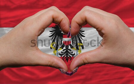 Szív szeretet kézmozdulat kezek zászló mutat Stock fotó © vepar5