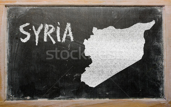 Stockfoto: Schets · kaart · Syrië · Blackboard · tekening