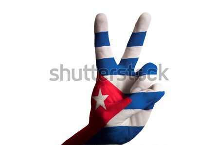 cambodia national flag two finger up gesture for victory and win Stock photo © vepar5