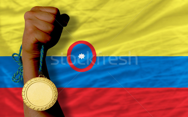 Gold medal for sport and  national flag of columbia    Stock photo © vepar5