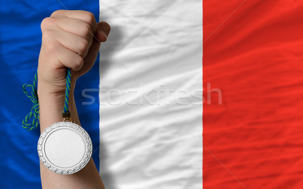 Silver medal for sport and  national flag of france    Stock photo © vepar5