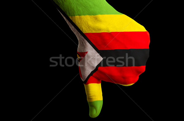 Stok fotoğraf: Zimbabve · bayrak · başparmak · aşağı · jest · başarısızlık
