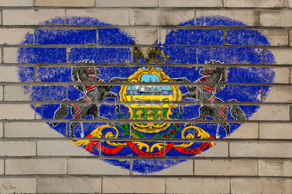 Kształt serca banderą Pennsylvania murem serca Zdjęcia stock © vepar5