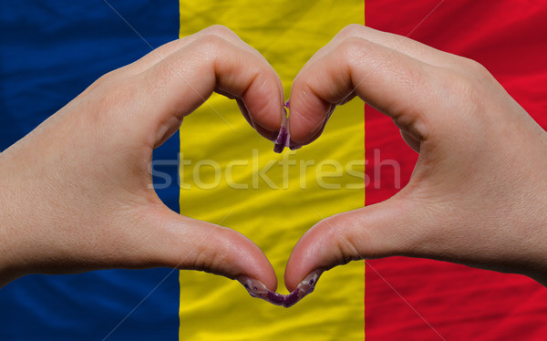 Bandeira Chade coração amor gesto mãos Foto stock © vepar5