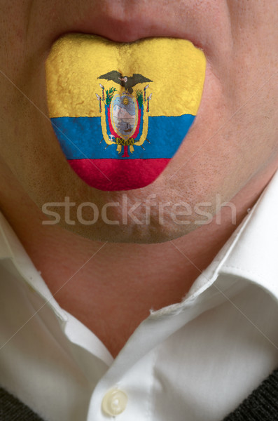 man tongue painted in ecuador flag symbolizing to knowledge to s Stock photo © vepar5