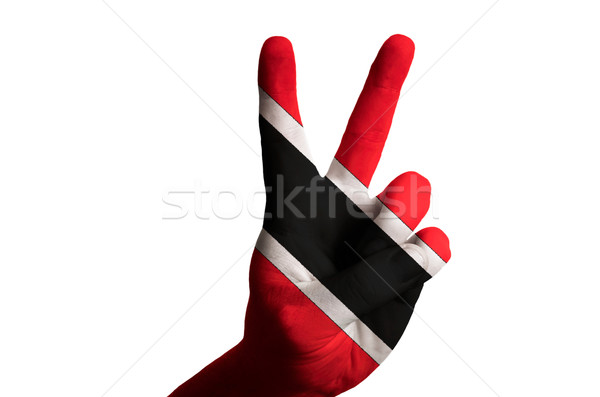 trinidad tobago national flag two finger up gesture for victory  Stock photo © vepar5