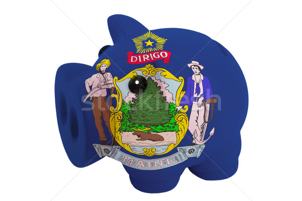 piggy rich bank in colors  flag of american state of maine    fo Stock photo © vepar5