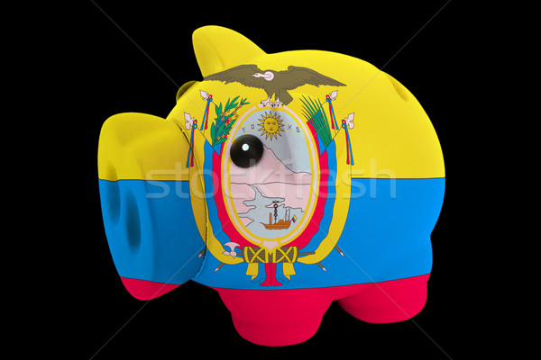 piggy rich bank in colors national flag of ecuador   for saving  Stock photo © vepar5
