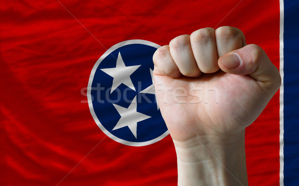 us state flag of tennessee with hard fist in front of it symboli Stock photo © vepar5