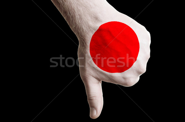 Japonia banderą kciuk w dół gest brak Zdjęcia stock © vepar5