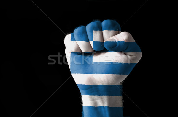 Fist painted in colors of greece flag Stock photo © vepar5