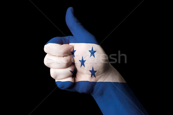 Stock photo: honduras national flag thumb up gesture for excellence and achie