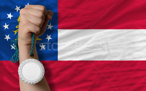 Srebrny medal sportu banderą amerykański Gruzja Zdjęcia stock © vepar5
