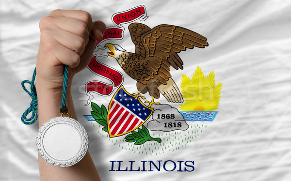Silver medal for sport and  flag of american state of illinois   Stock photo © vepar5