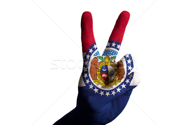 missouri us state flag two finger up gesture for victory and win Stock photo © vepar5