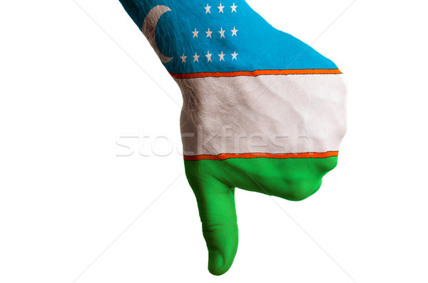 uzbekistan national flag thumbs down gesture for failure made wi Stock photo © vepar5