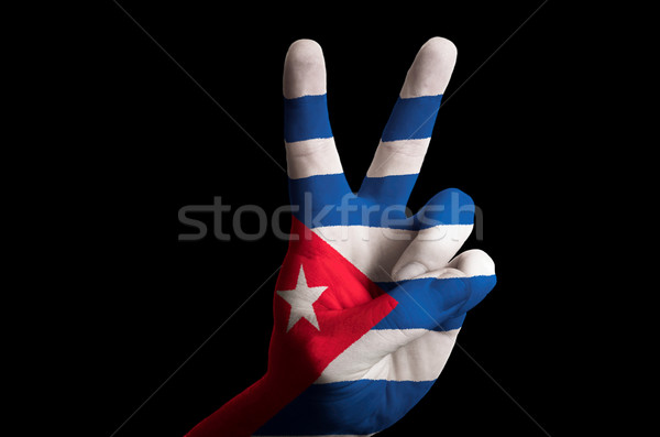 キューバ フラグ 2 指 アップ ジェスチャー ストックフォト © vepar5