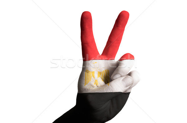 egypt national flag two finger up gesture for victory and winner Stock photo © vepar5