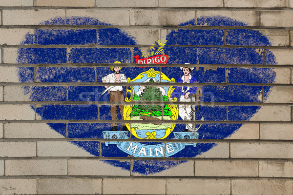 heart shape flag of maine on brick wall Stock photo © vepar5