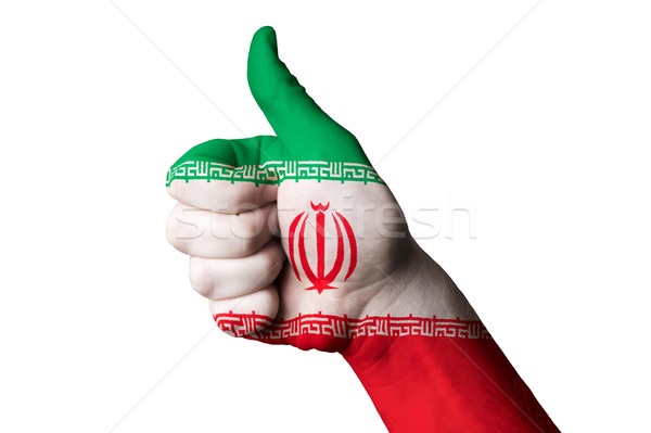 iran national flag thumb up gesture for excellence and achieveme Stock photo © vepar5