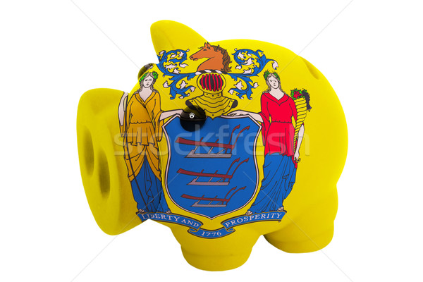 piggy rich bank in colors  flag of american state of new jersey  Stock photo © vepar5