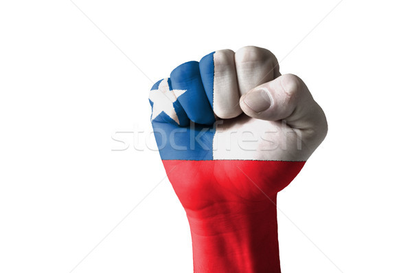Fist painted in colors of chile flag Stock photo © vepar5